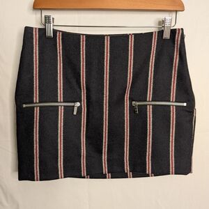 Elizabeth and James Black and Red Striped Mini Skirt